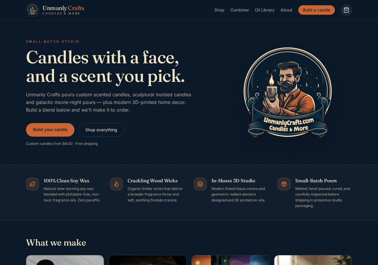 Unmanly Crafts website preview