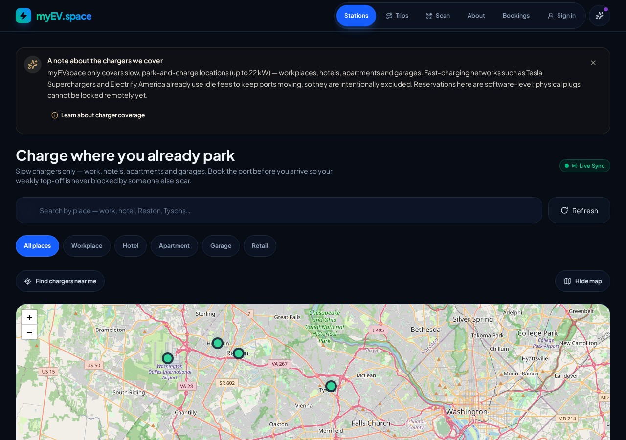 myEVspace website preview