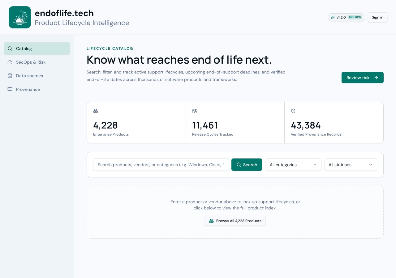 endoflife.tech website preview